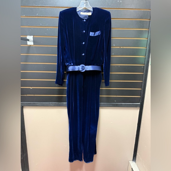 Claiborne Pants - Liz Claiborne Velvet Jumpsuit Petite Blue 10